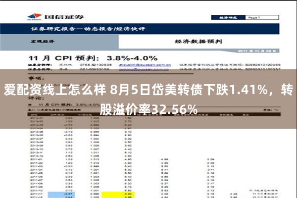 爱配资线上怎么样 8月5日岱美转债下跌1.41%，转股溢价率32.56%