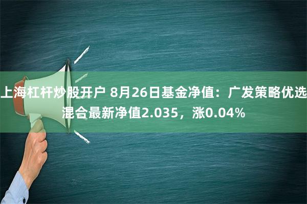 上海杠杆炒股开户 8月26日基金净值：广发策略优选混合最新净值2.035，涨0.04%