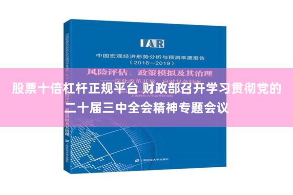 股票十倍杠杆正规平台 财政部召开学习贯彻党的二十届三中全会精神专题会议