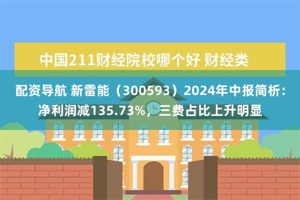 配资导航 新雷能（300593）2024年中报简析：净利润减135.73%，三费占比上升明显