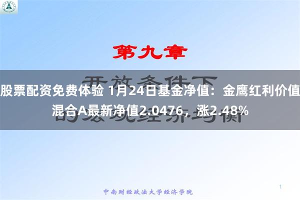 股票配资免费体验 1月24日基金净值：金鹰红利价值混合A最新净值2.0476，涨2.48%